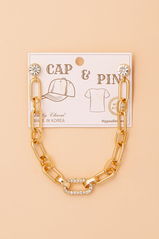 Lena Crystal Rhinestone Embellished Cap Chain | Gold