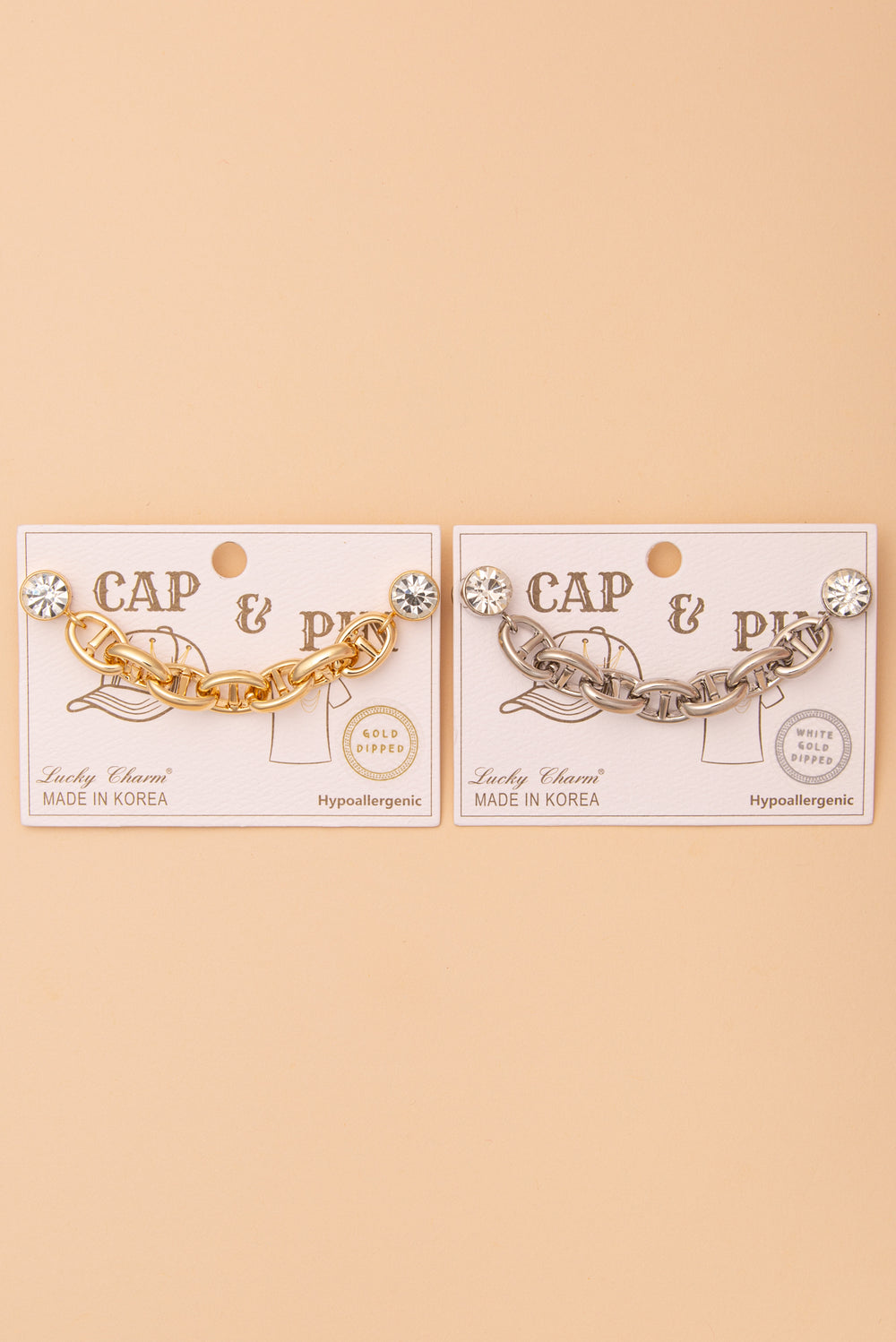 Morgan Crystal Embellished Chunky Soda Tab Link Cap Chain and Pin