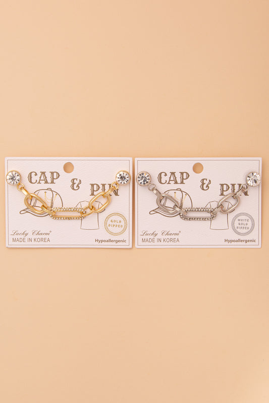 Daniela Crystal Rhinestone Embellished Paperclip Link Cap Chain