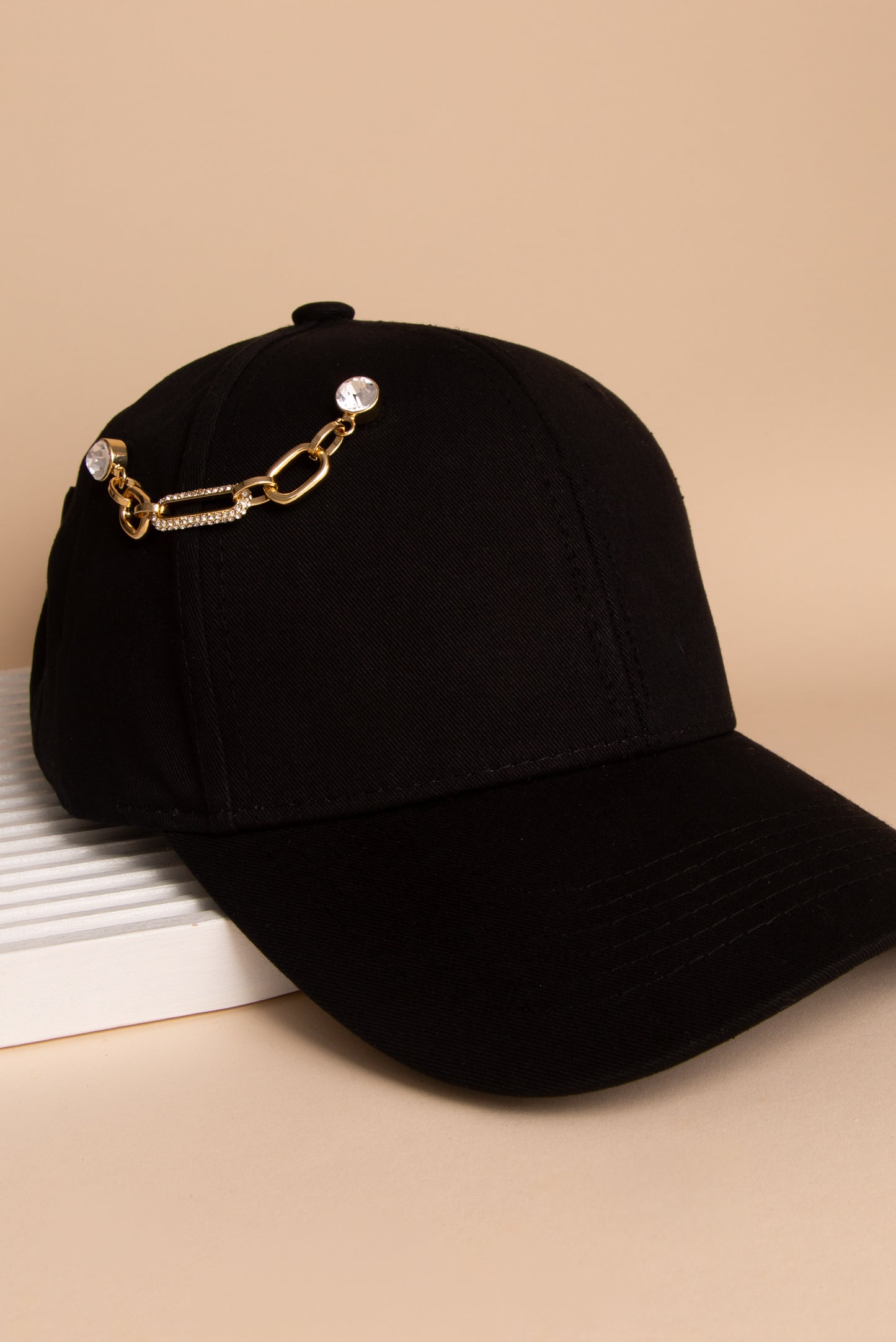 Daniela Crystal Rhinestone Embellished Paperclip Link Cap Chain