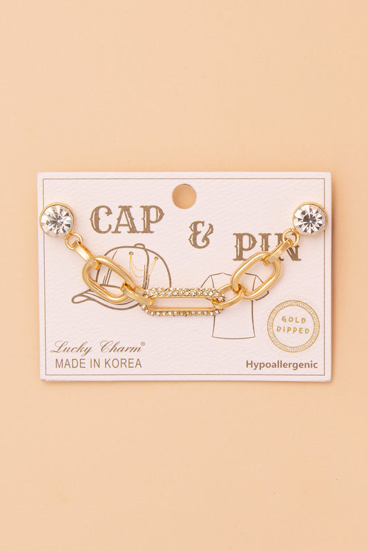 Daniela Crystal Rhinestone Embellished Paperclip Link Cap Chain | Gold