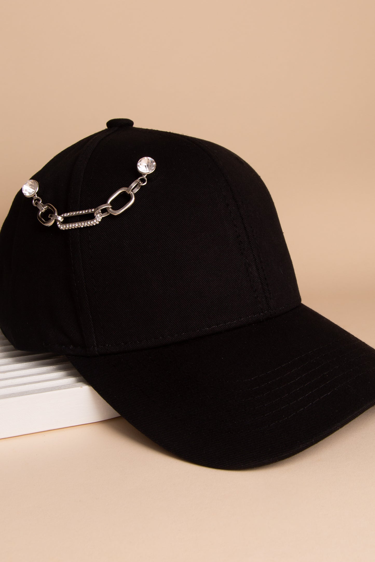 Daniela Crystal Rhinestone Embellished Paperclip Link Cap Chain