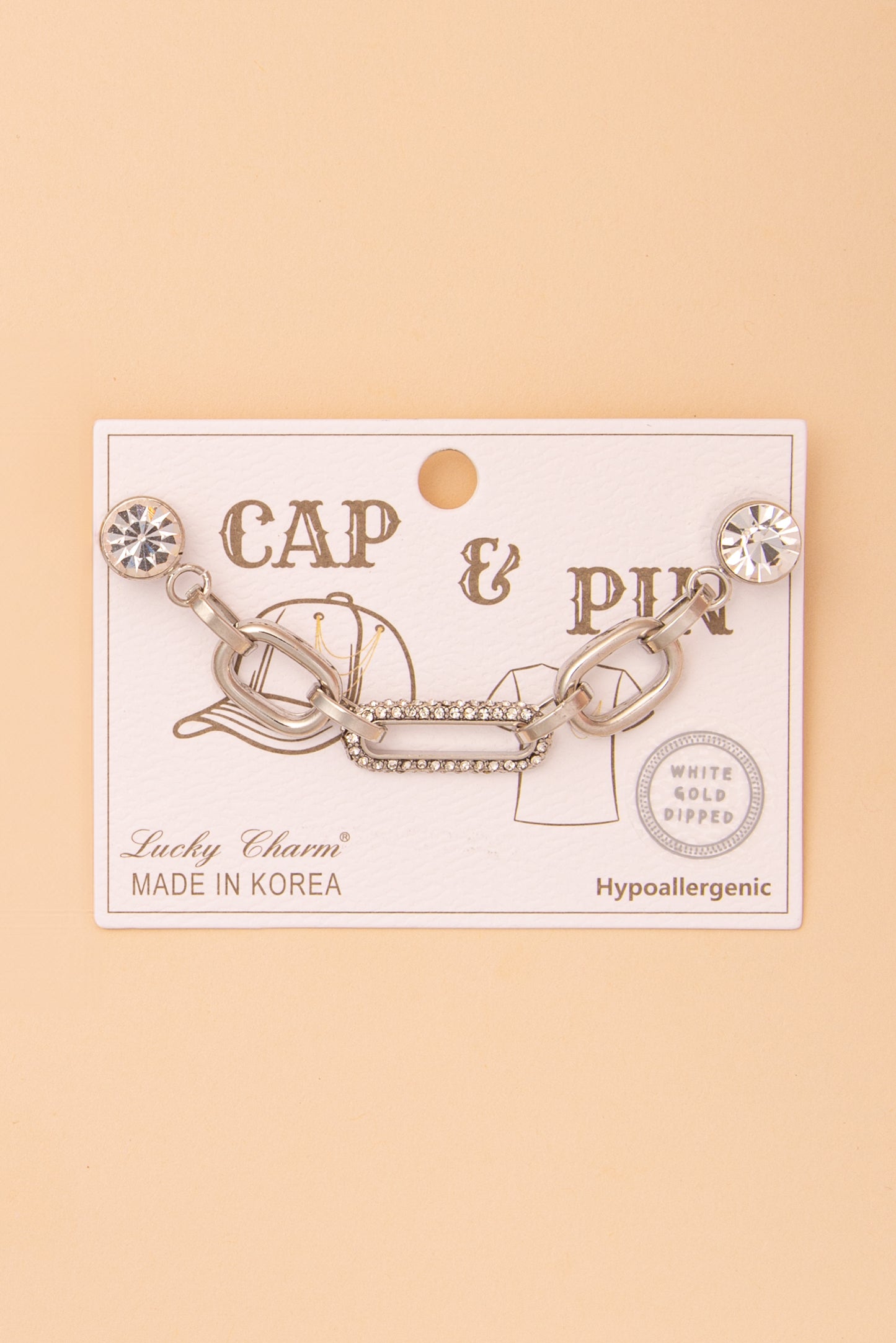 Daniela Crystal Rhinestone Embellished Paperclip Link Cap Chain