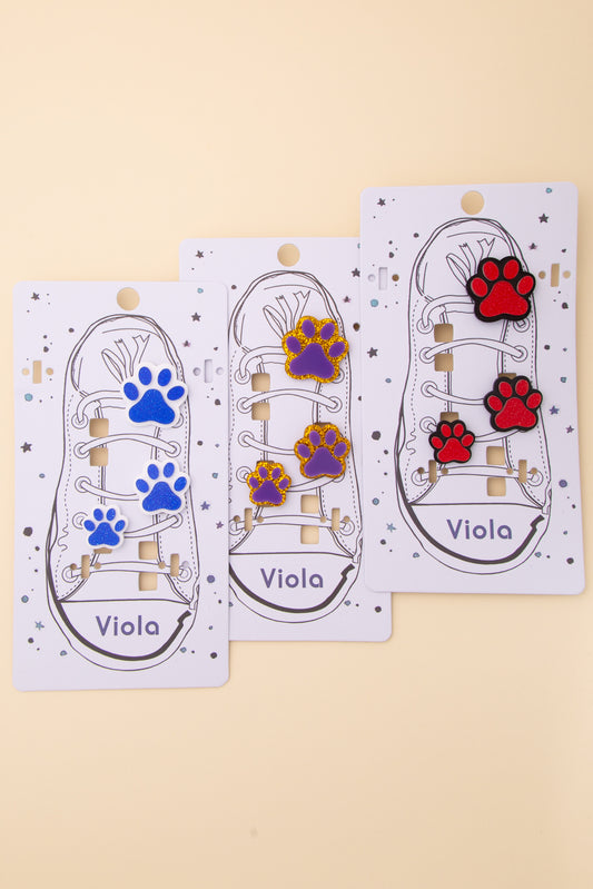 Clara Gameday Glittered Paw Print Charm Shoe Set in Team Colors