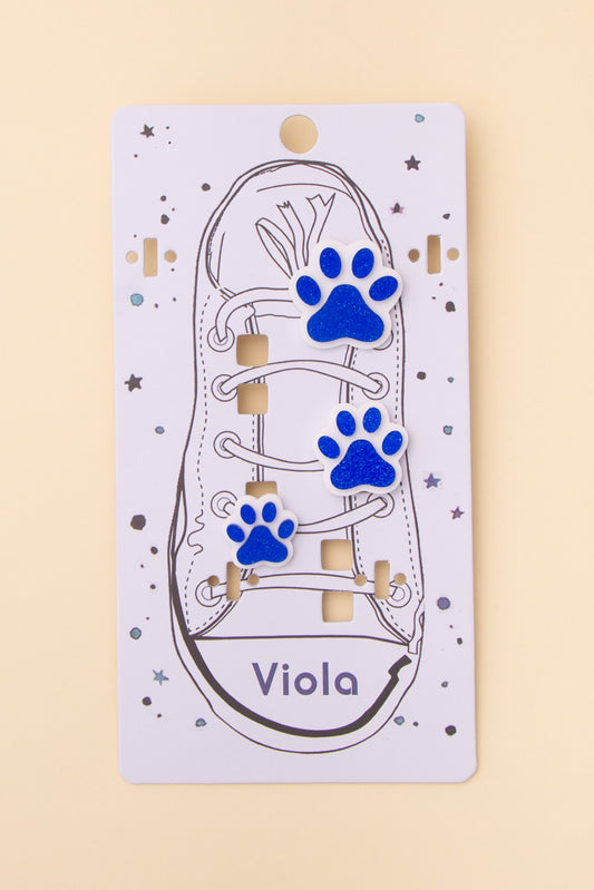 Clara Gameday Glittered Paw Print Charm Shoe Set in Team Colors | Blue White