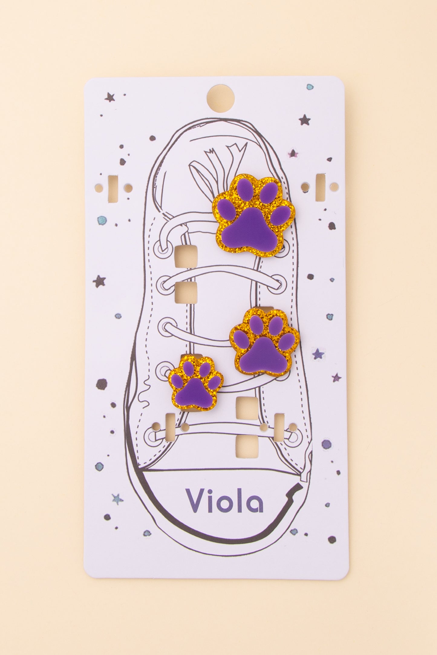 Clara Gameday Glittered Paw Print Charm Shoe Set in Team Colors