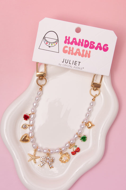 Joanna Pearl Bead Chain Bag Charm with Trinkets