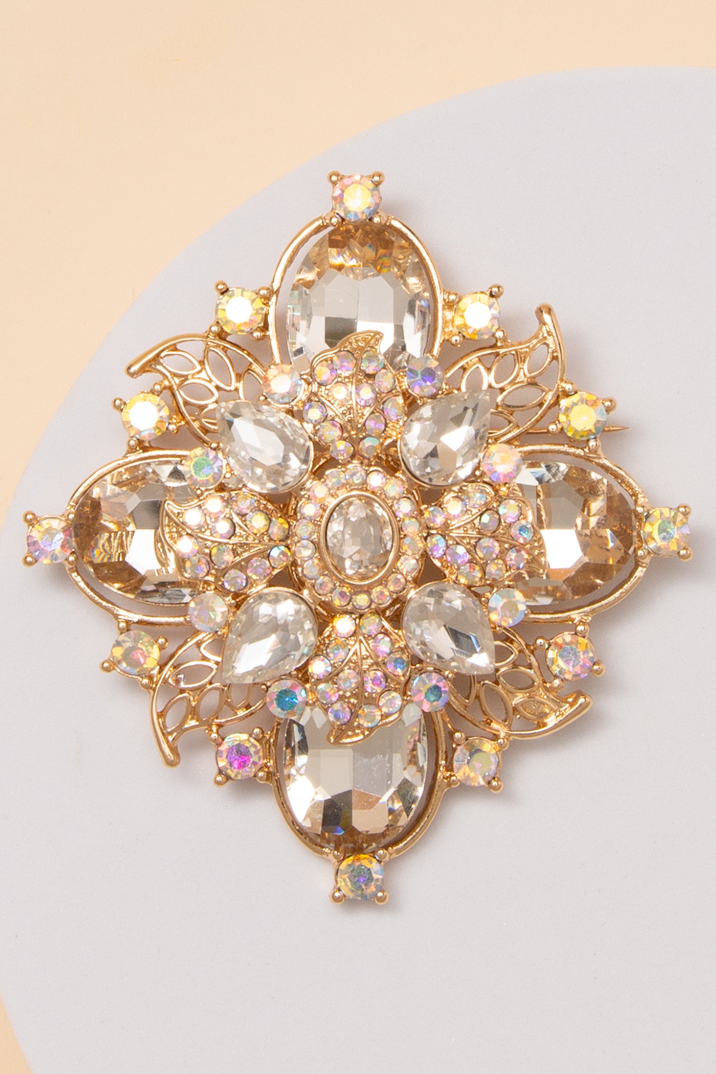 Anastasia Flower Shaped Brooch Pin with Multicolor Crystal