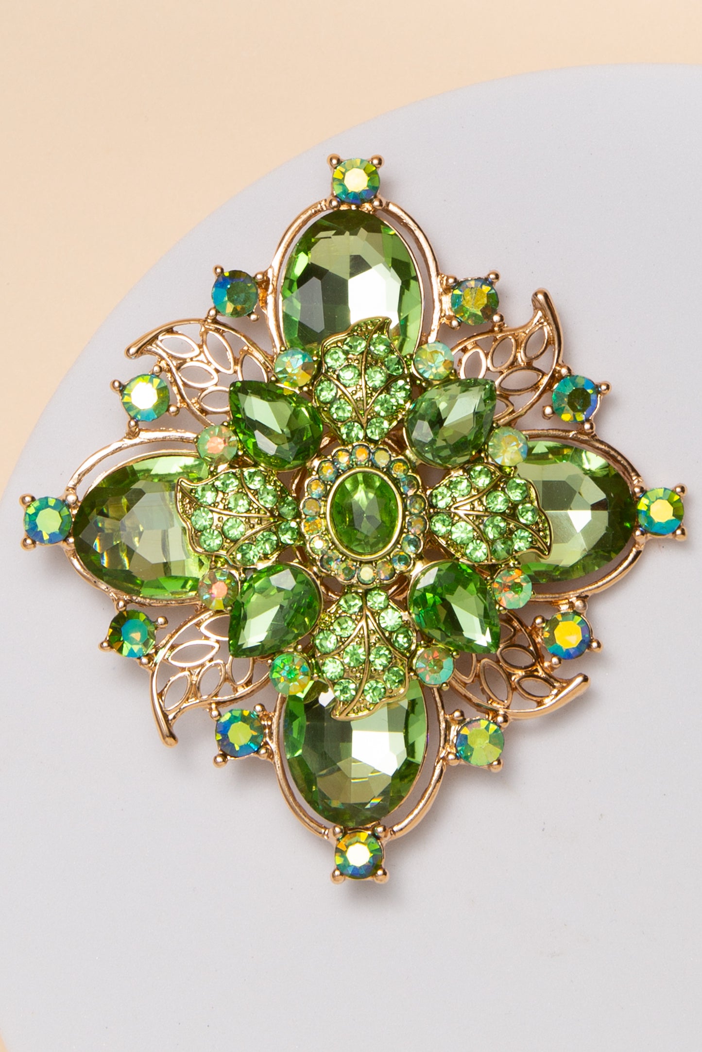 Anastasia Flower Shaped Brooch Pin with Multicolor Crystal