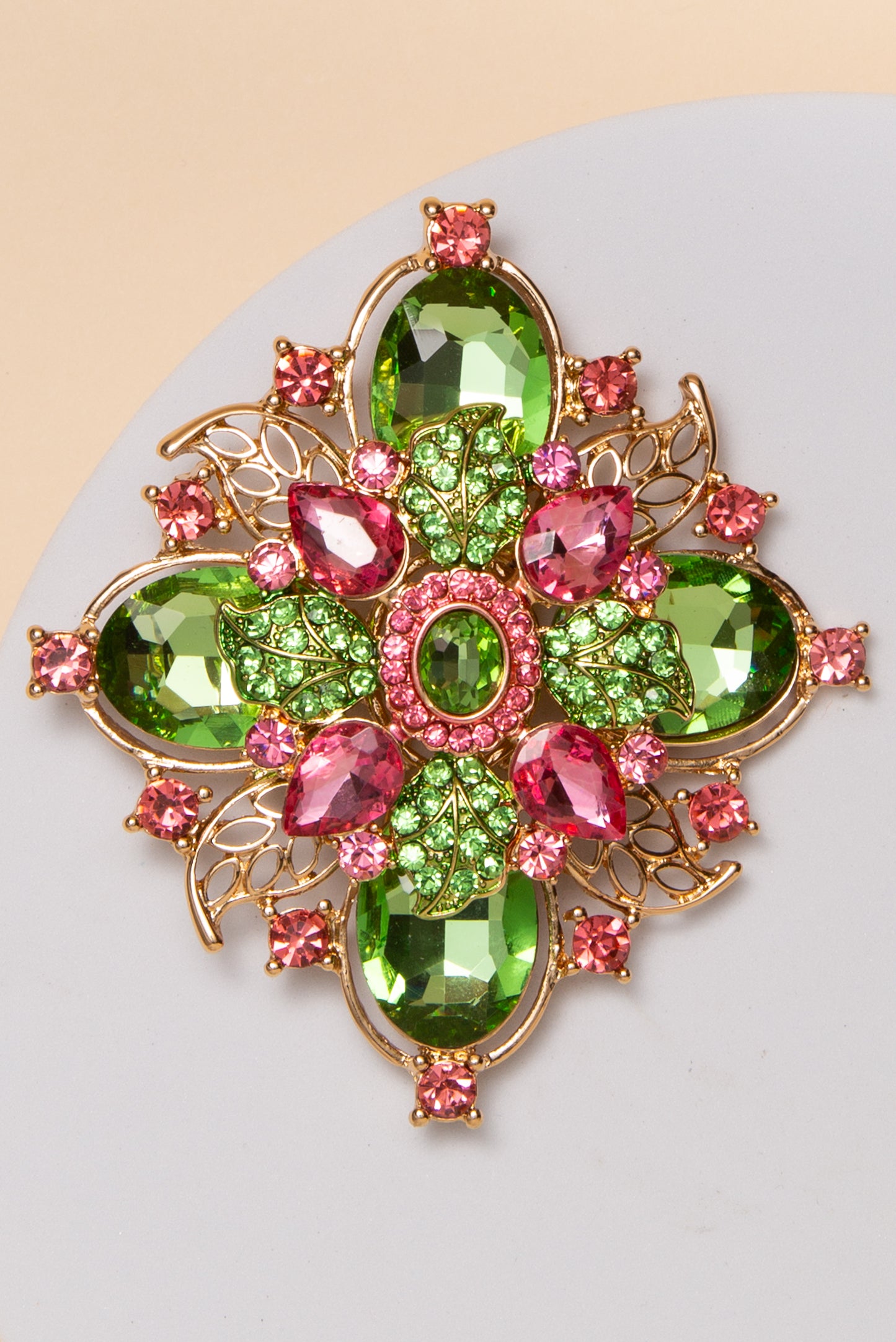 Anastasia Flower Shaped Brooch Pin with Multicolor Crystal