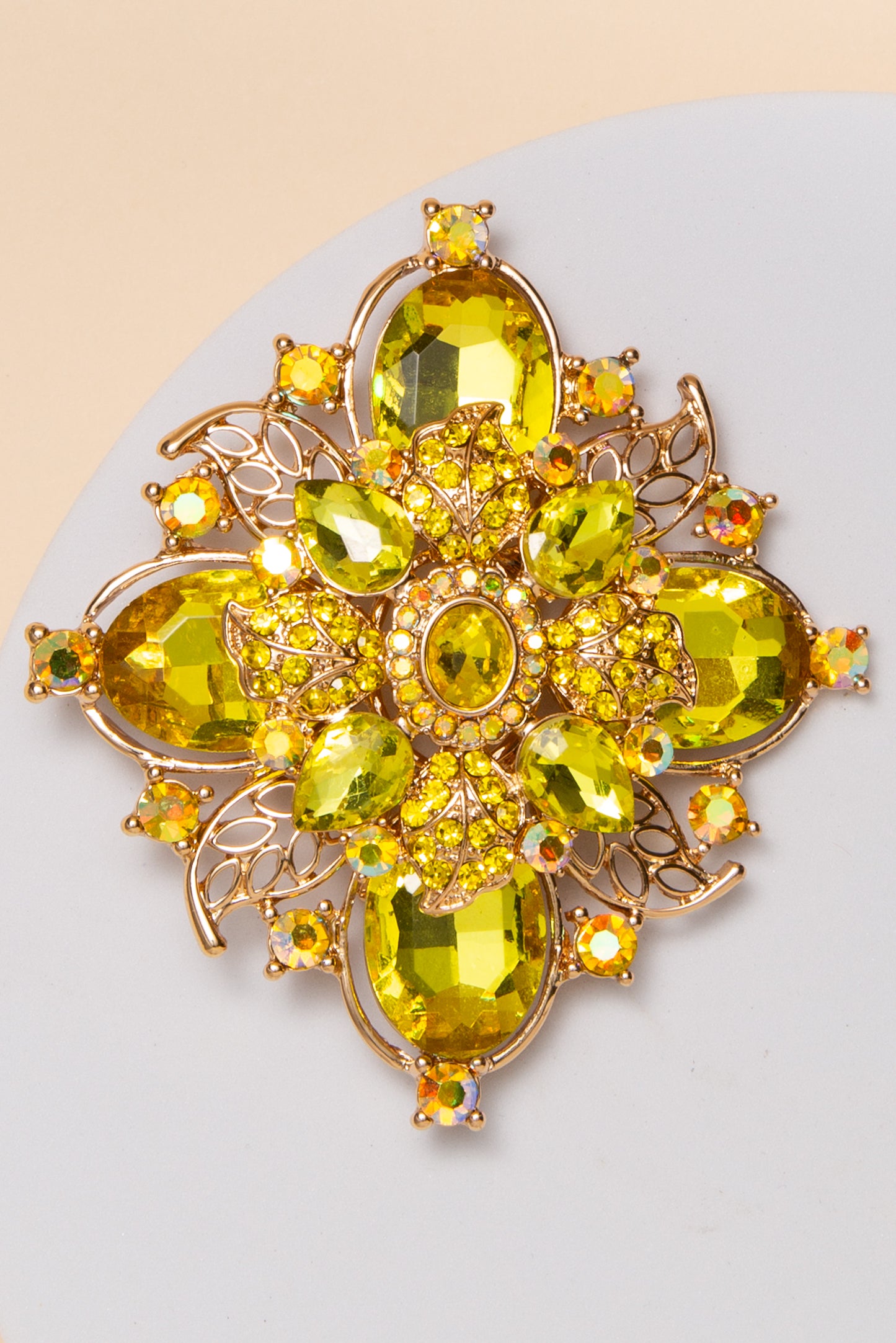 Anastasia Flower Shaped Brooch Pin with Multicolor Crystal