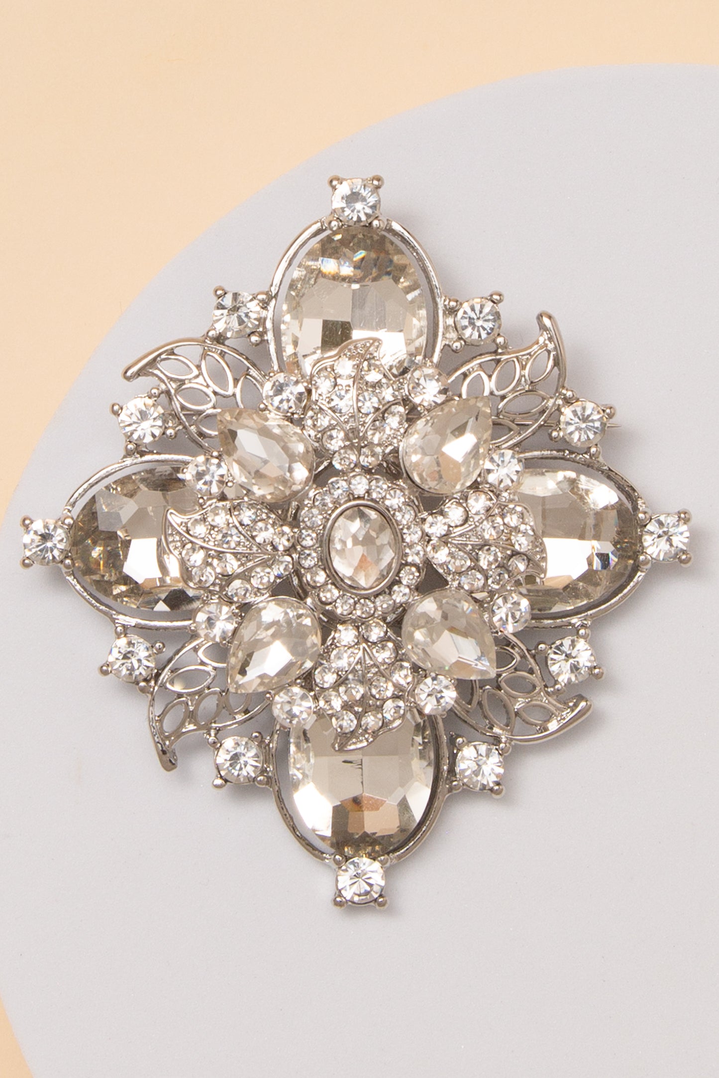 Anastasia Flower Shaped Brooch Pin with Multicolor Crystal