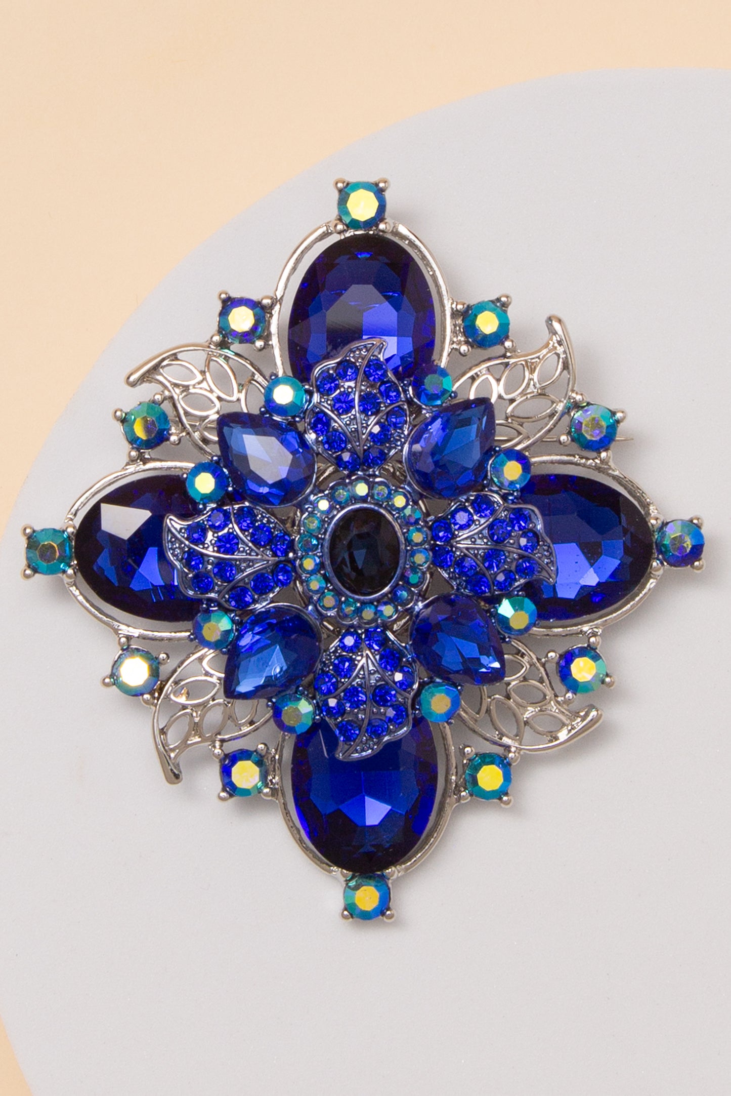 Anastasia Flower Shaped Brooch Pin with Multicolor Crystal