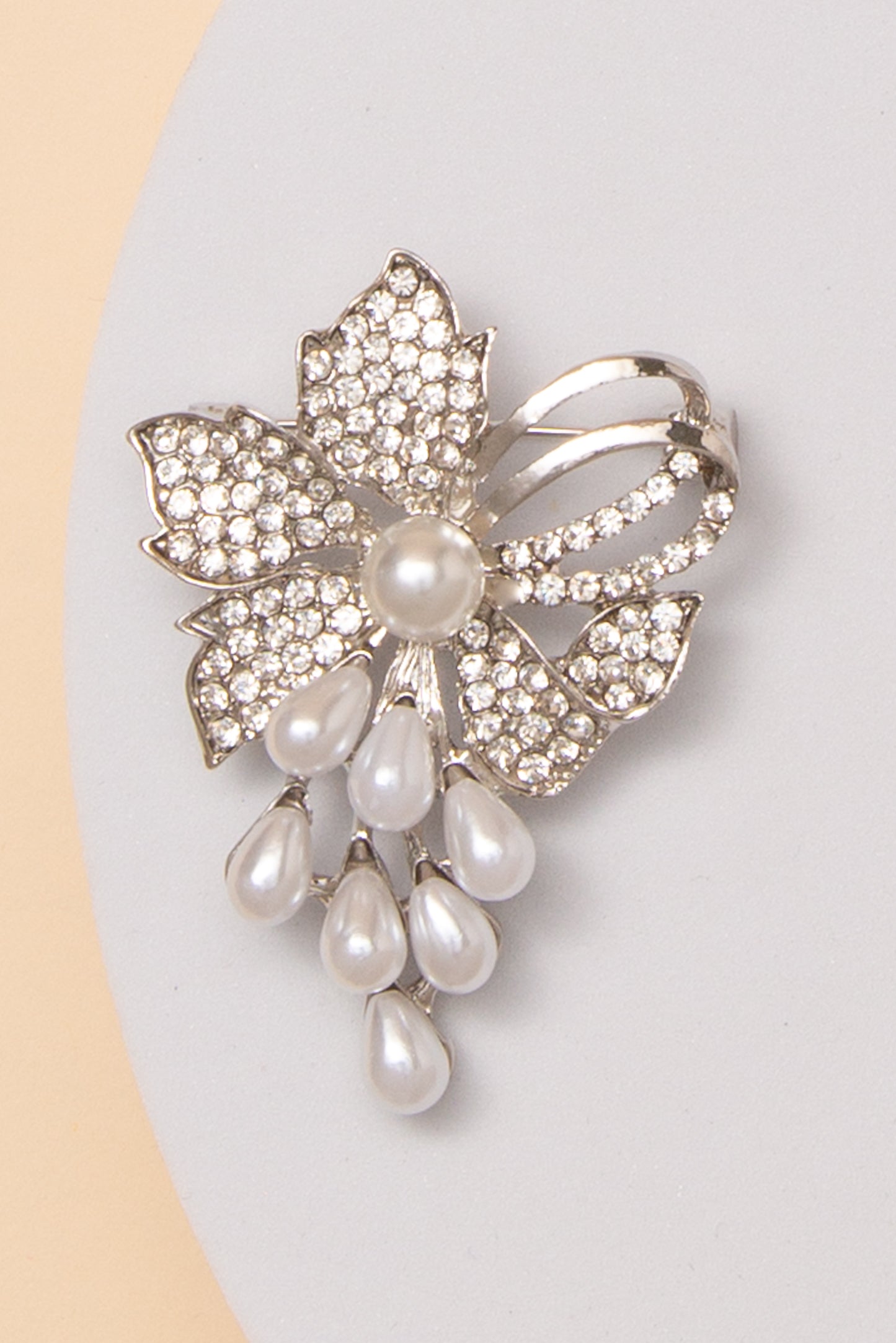 Isabelle Floral Brooch with Pearl Drops and Crystal Accents