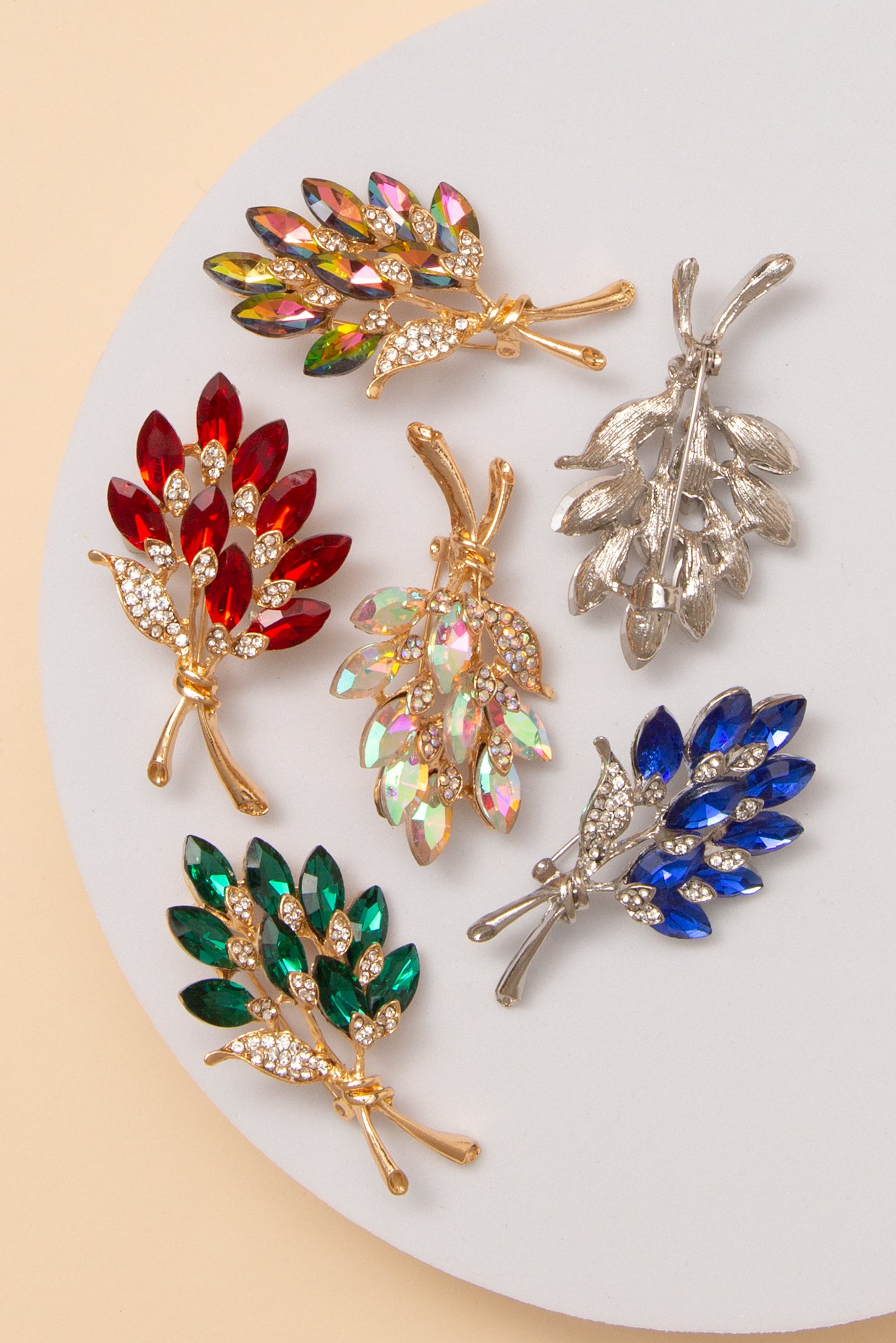 Molly Floral Shaped Brooch Pin with Marquise Cut Crystals