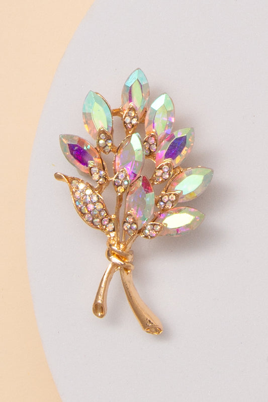 Molly Floral Shaped Brooch Pin with Marquise Cut Crystals