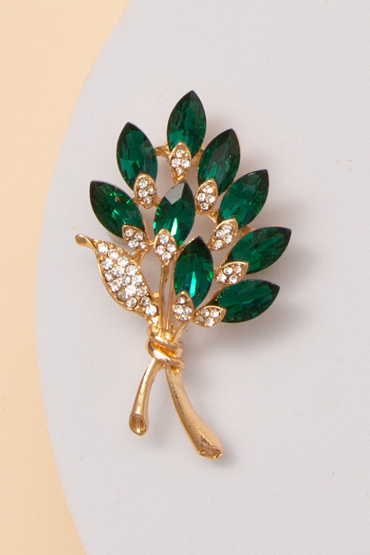 Molly Floral Shaped Brooch Pin with Marquise Cut Crystals