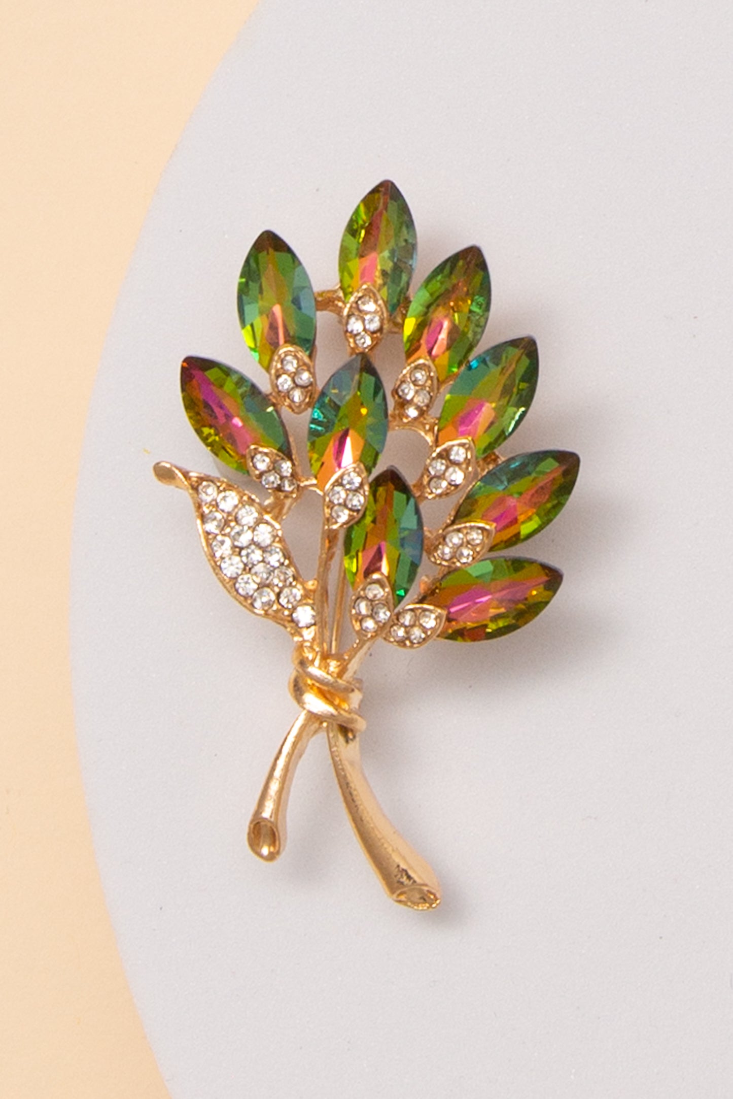 Molly Floral Shaped Brooch Pin with Marquise Cut Crystals
