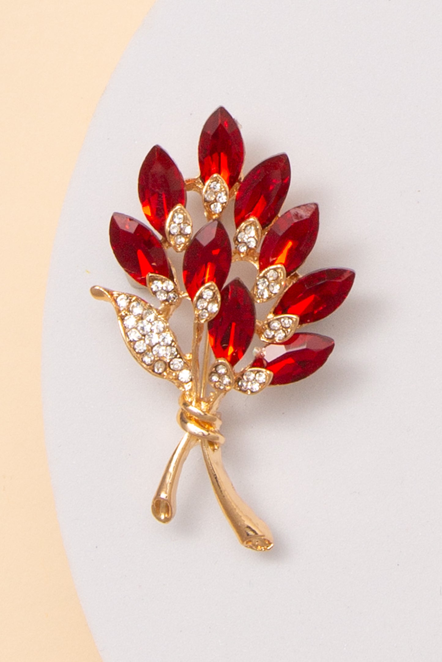 Molly Floral Shaped Brooch Pin with Marquise Cut Crystals