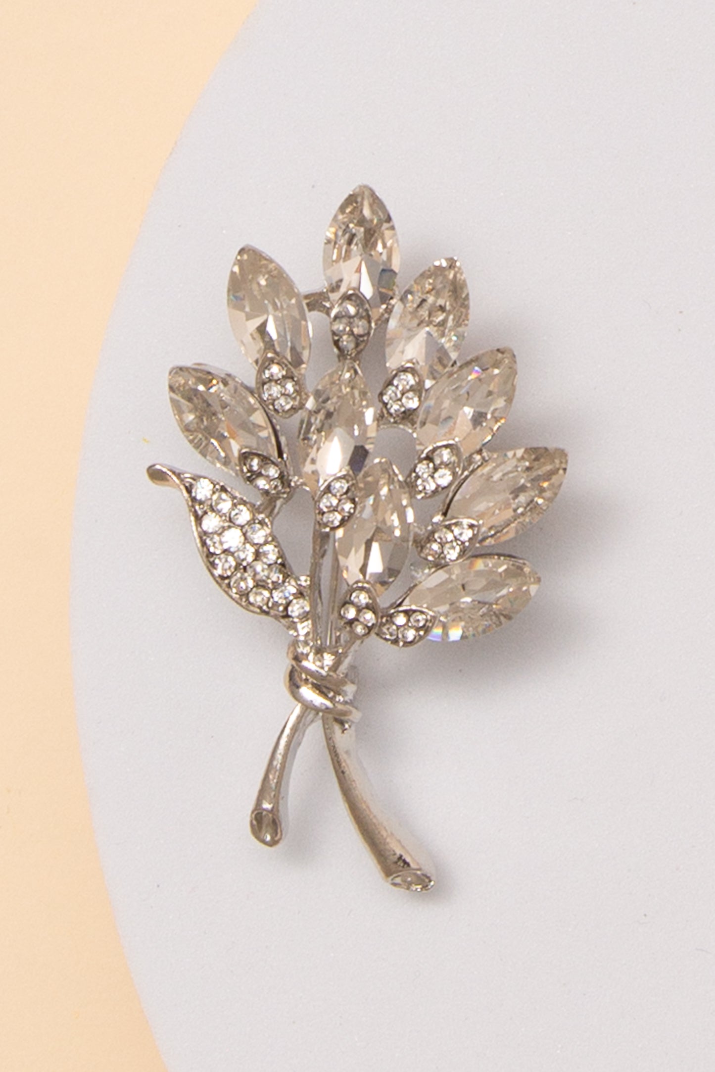 Molly Floral Shaped Brooch Pin with Marquise Cut Crystals