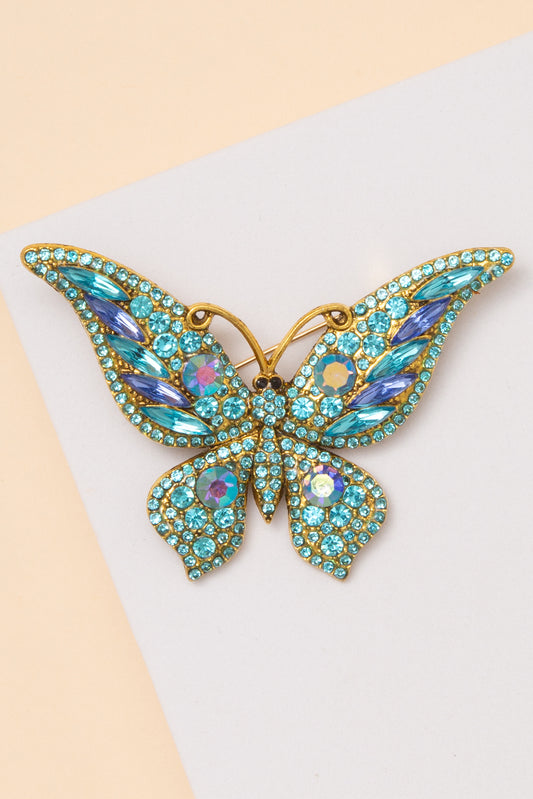 Sofia Crystal Rhinestone Butterfly Filigree Brooch Pin