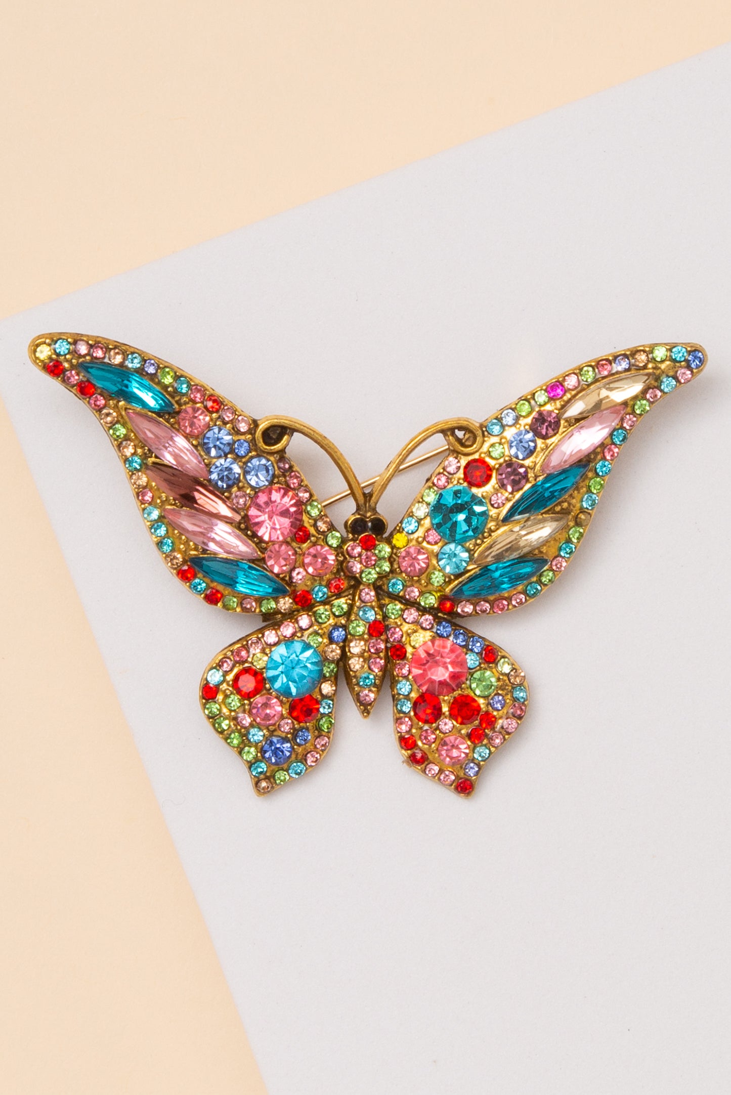 Sofia Crystal Rhinestone Butterfly Filigree Brooch Pin