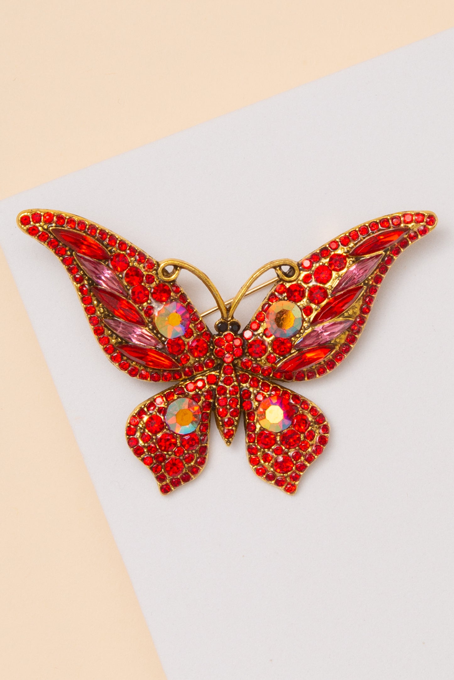 Sofia Crystal Rhinestone Butterfly Filigree Brooch Pin
