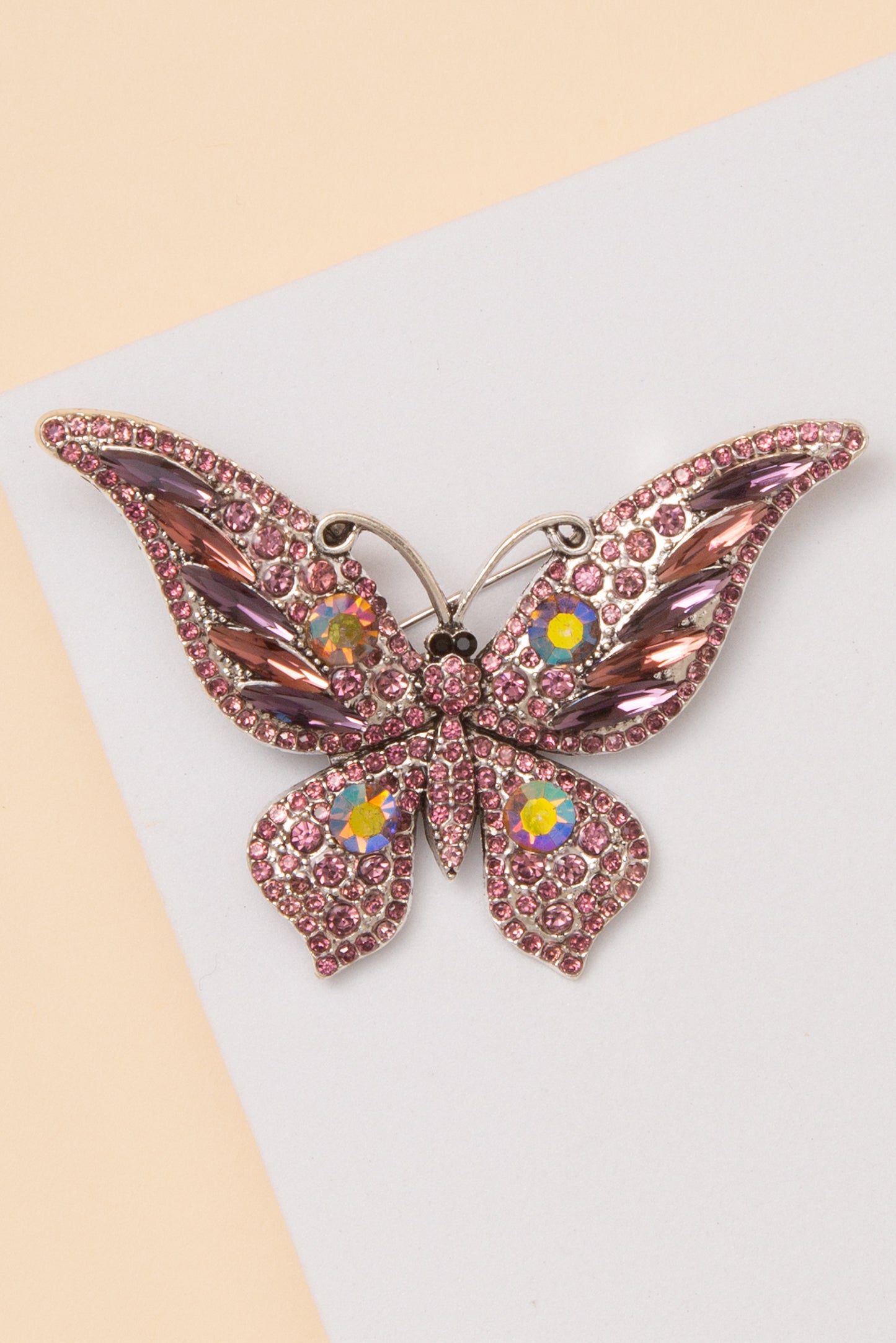 Sofia Crystal Rhinestone Butterfly Filigree Brooch Pin