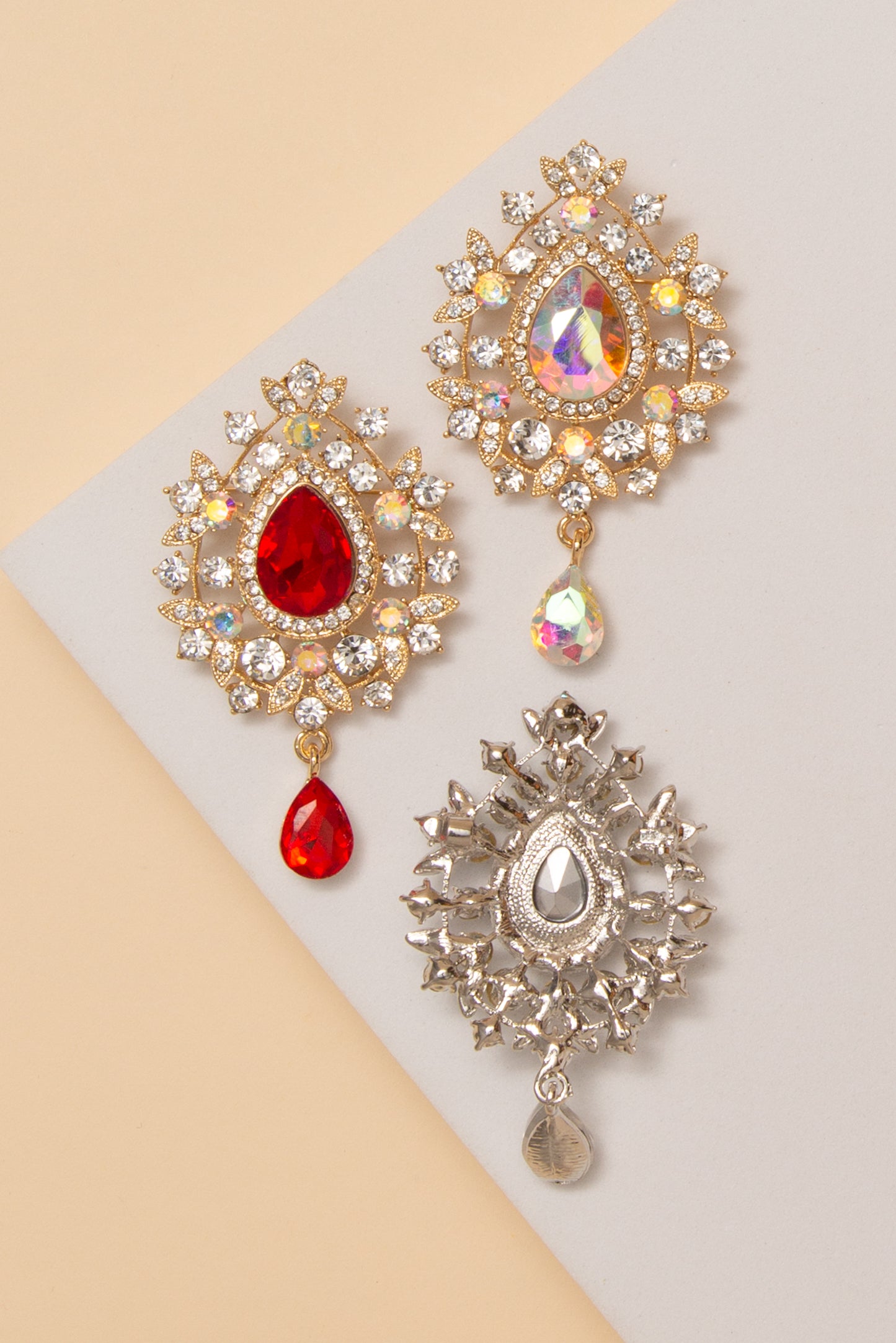 Brooke Tear Drop Rhinestone Brooch
