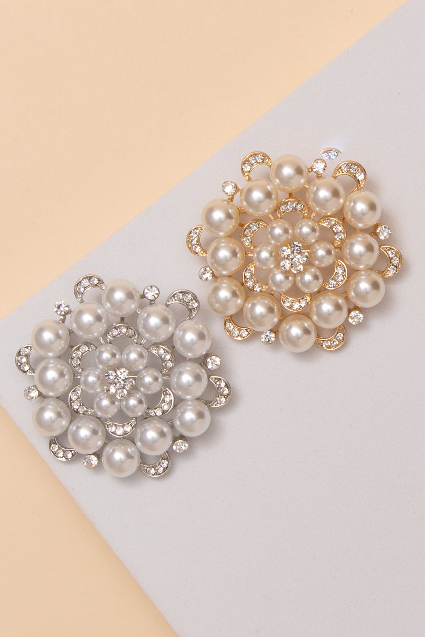 Heidi Rhinestone Pearl Brooch