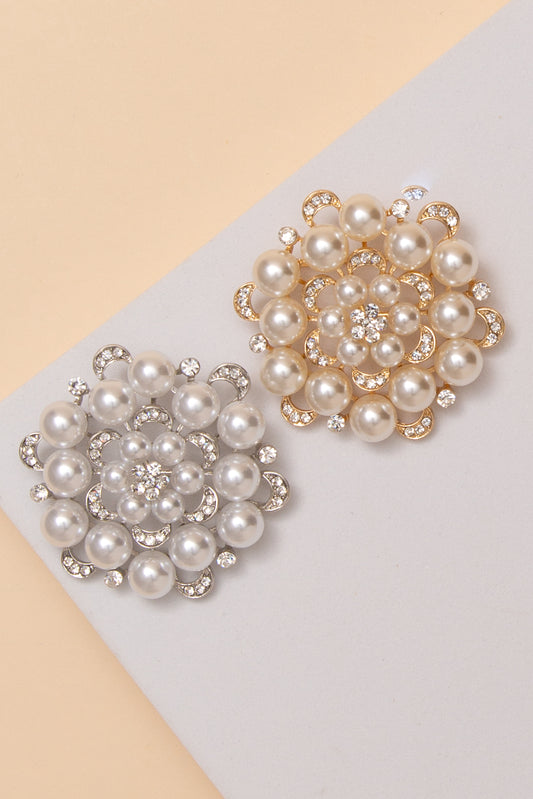 Heidi Rhinestone Pearl Brooch