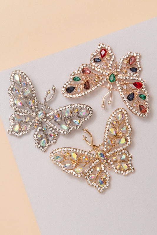 Megan Rhinestone Butterfly Pearl Brooch