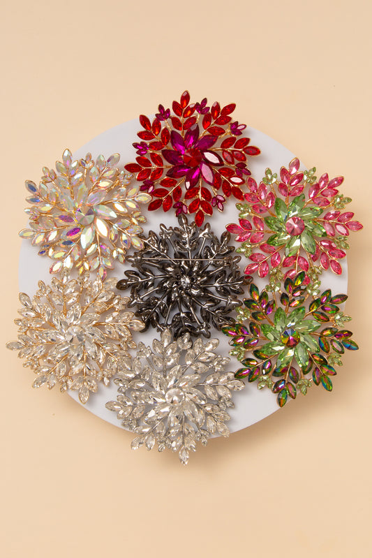 Violet Floral Brooch with Multilayered Crystal Cluster