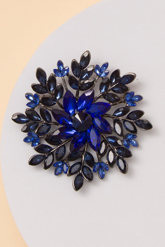 Violet Floral Brooch with Multilayered Crystal Cluster