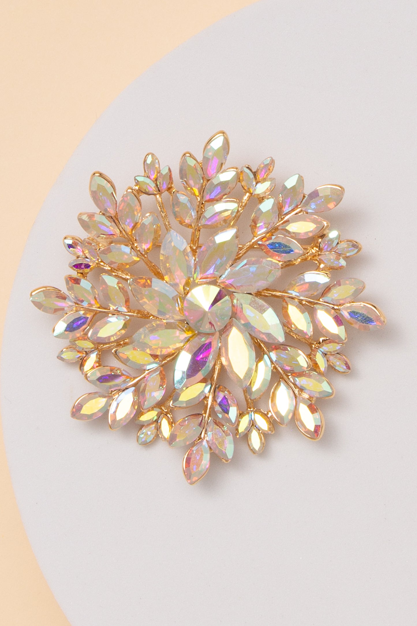 Violet Floral Brooch with Multilayered Crystal Cluster