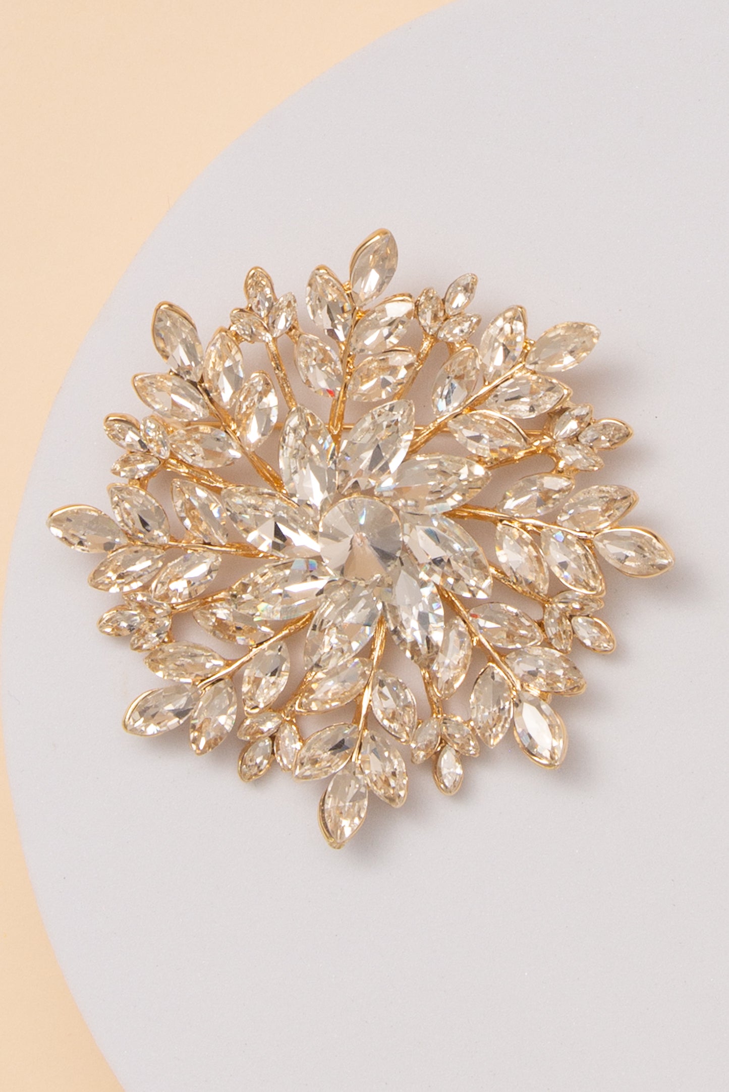 Violet Floral Brooch with Multilayered Crystal Cluster