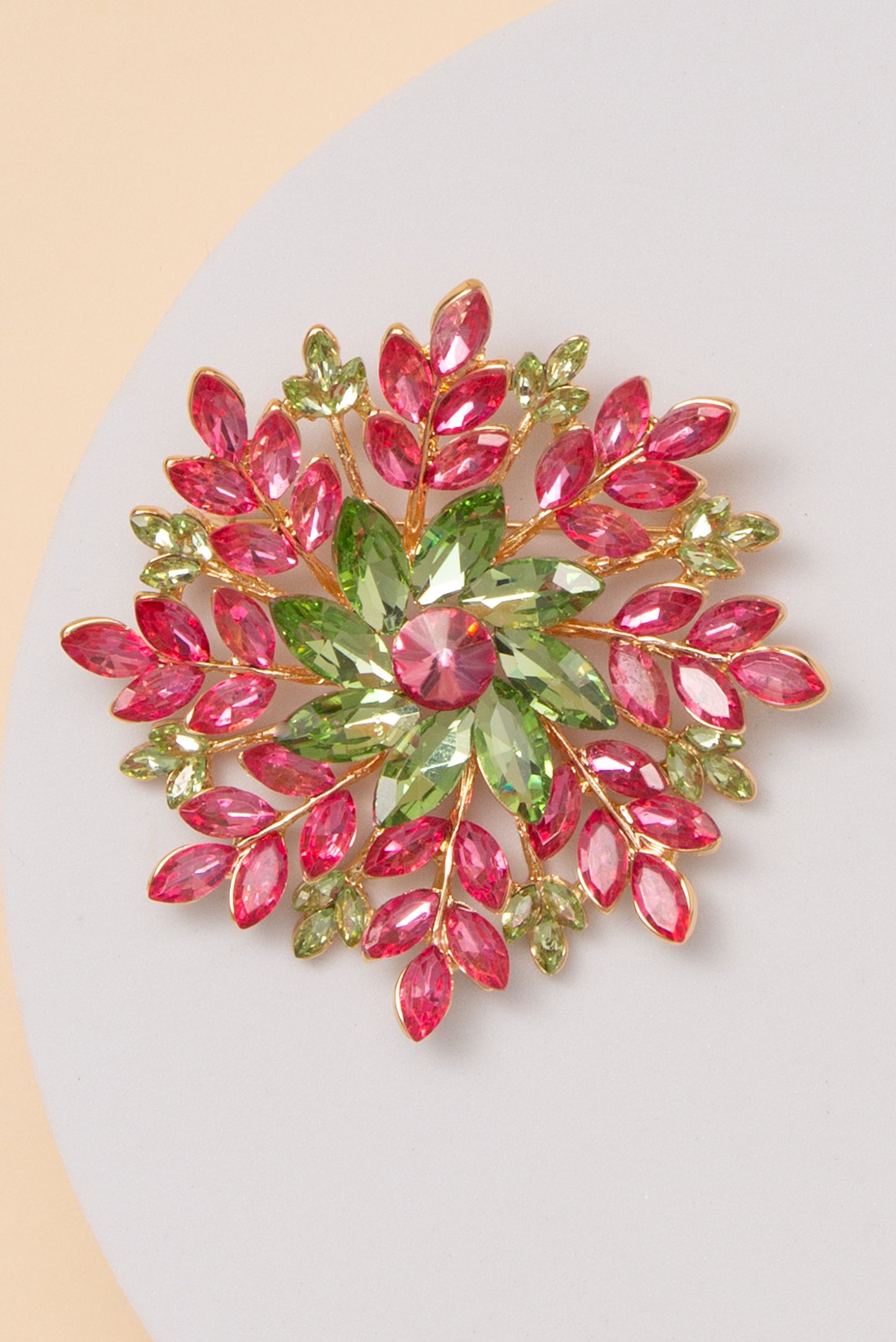 Violet Floral Brooch with Multilayered Crystal Cluster