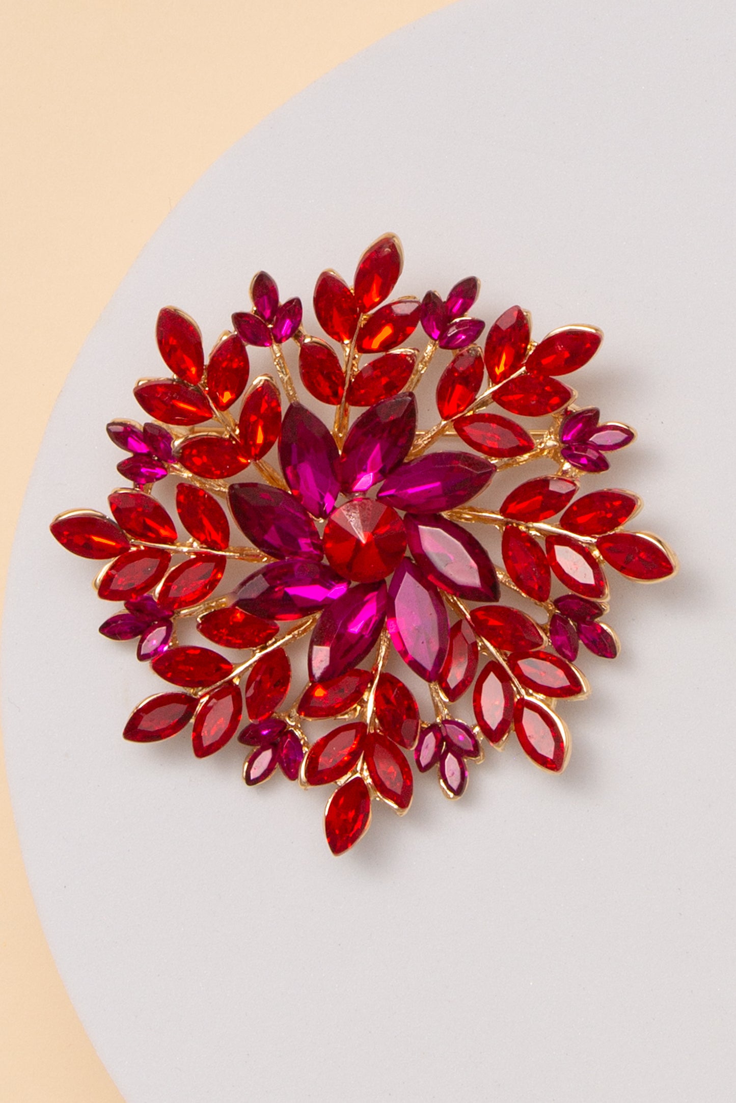 Violet Floral Brooch with Multilayered Crystal Cluster