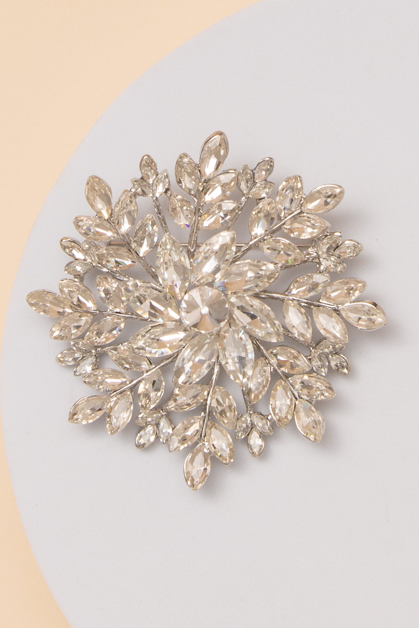 Violet Floral Brooch with Multilayered Crystal Cluster
