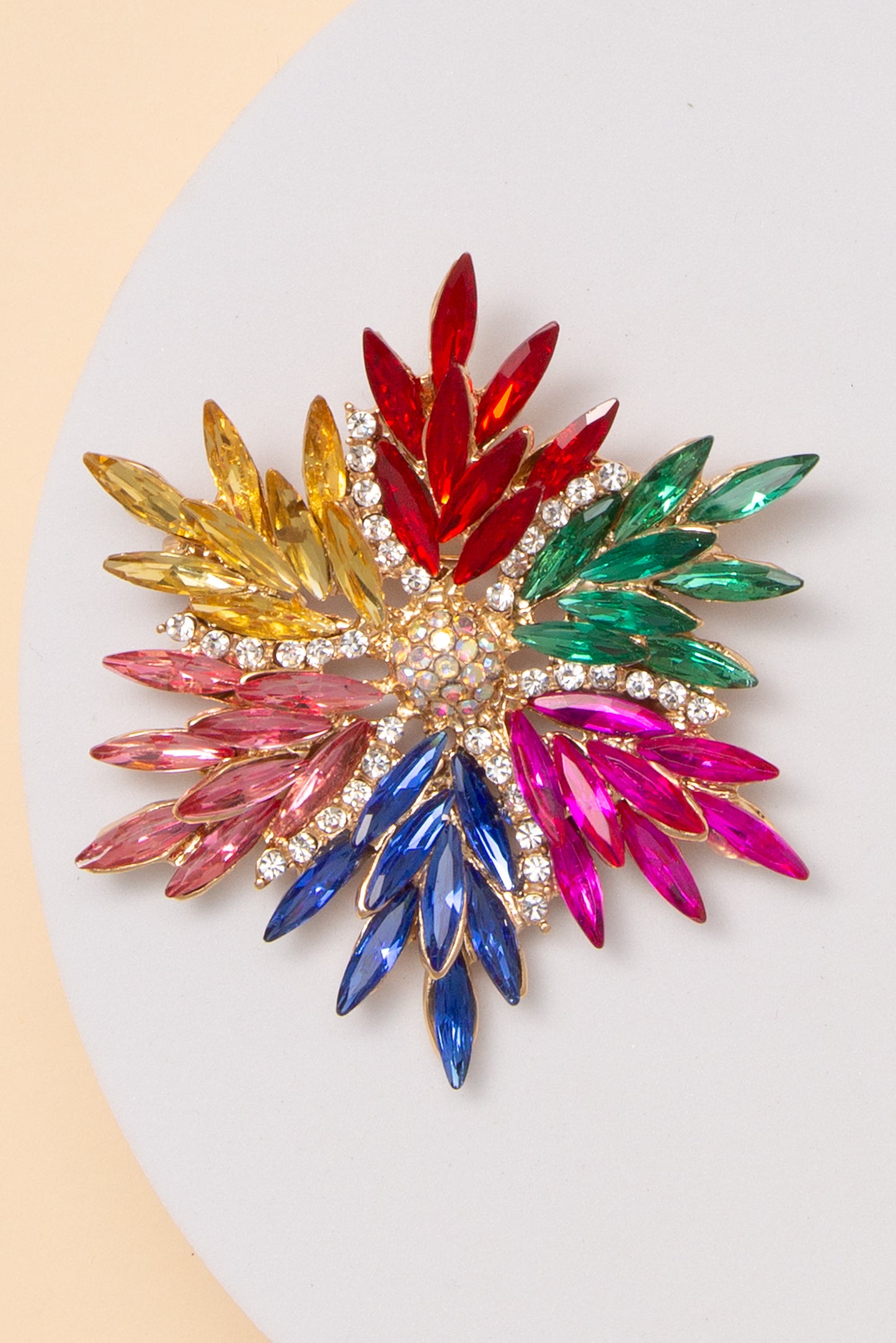 Victoria Stone Flower Shape Brooch Pin