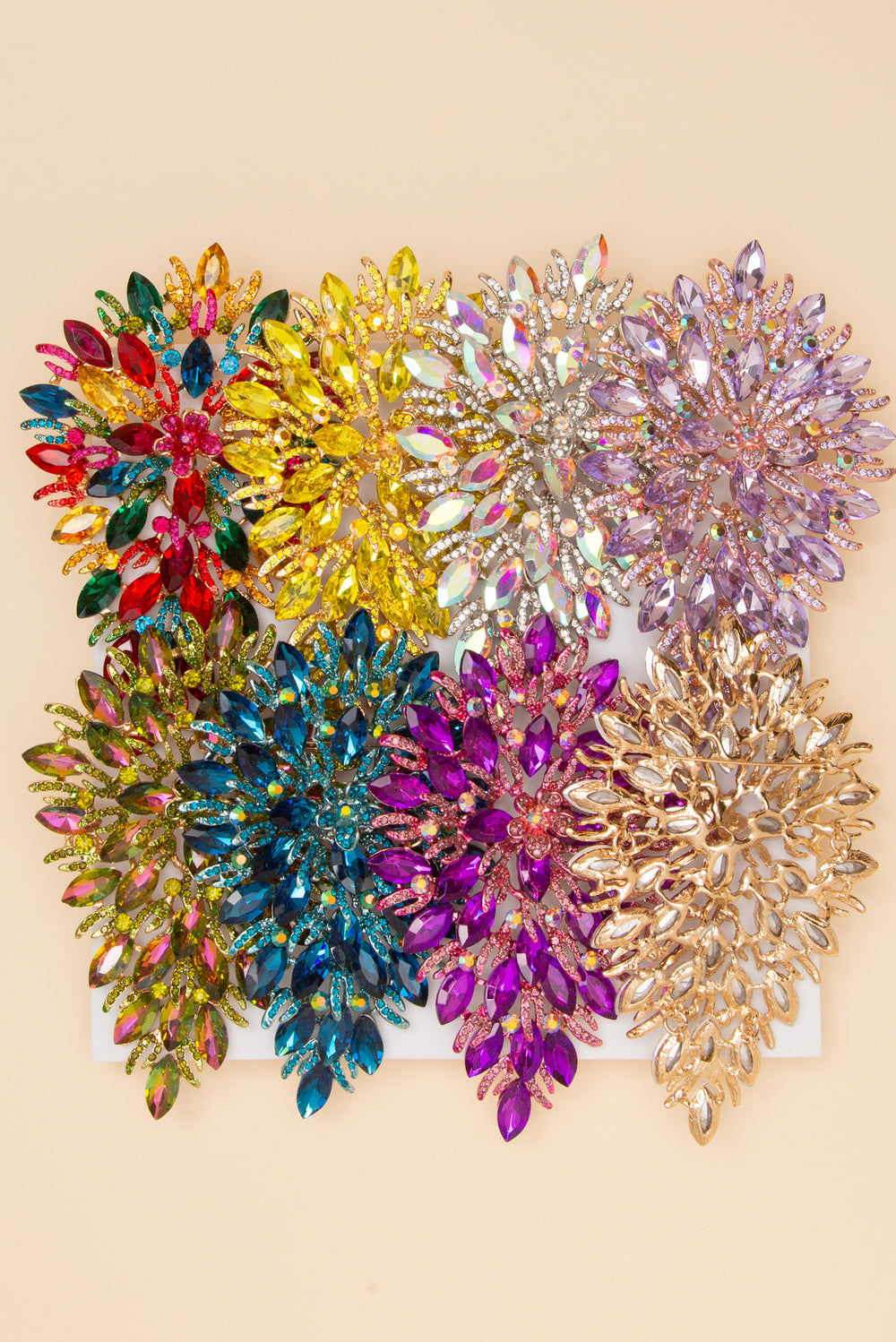 Eloise Crystal Rhinestone Cluster Pear Shaped Leaf Brooch Pin