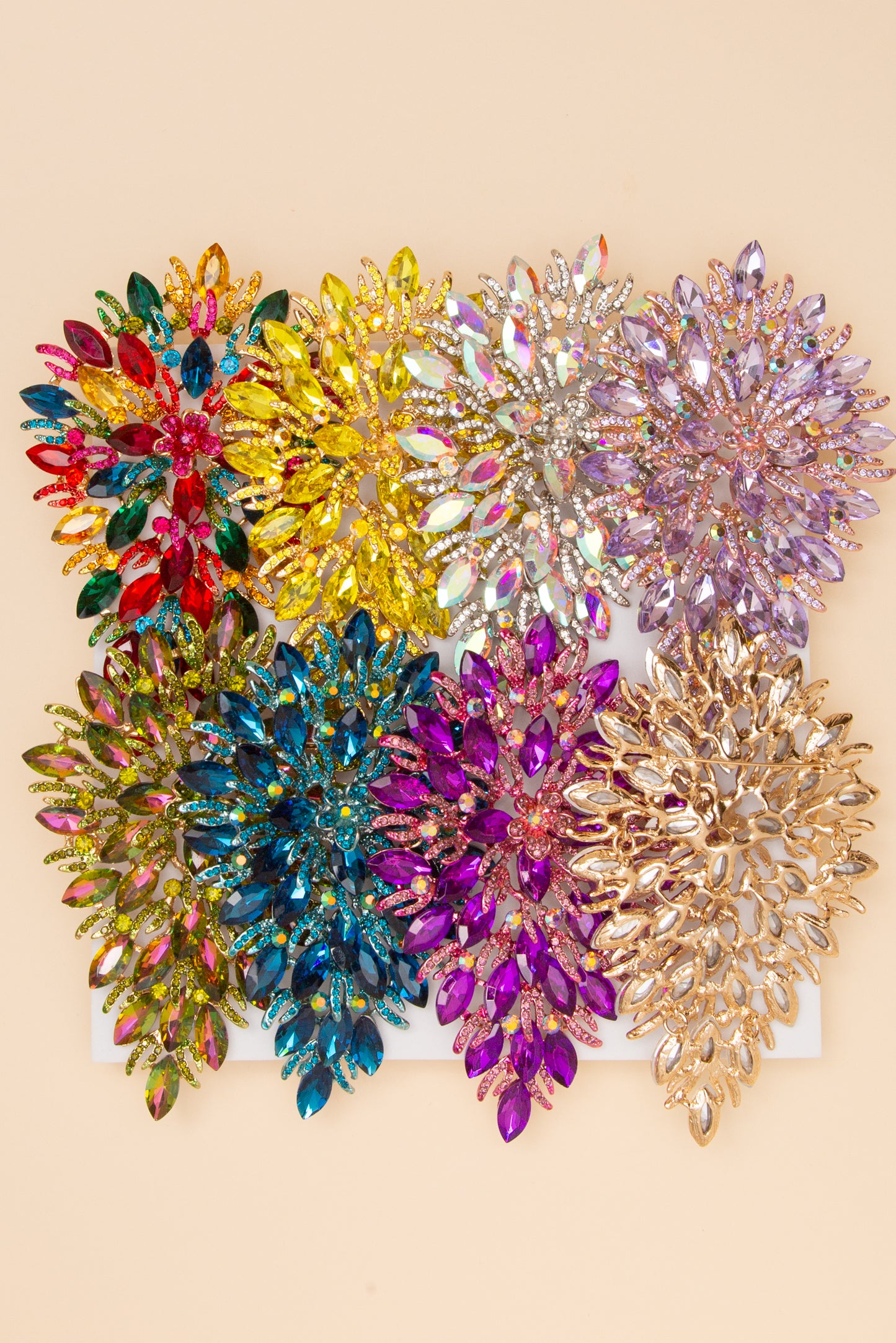 Eloise Crystal Rhinestone Cluster Pear Shaped Leaf Brooch Pin