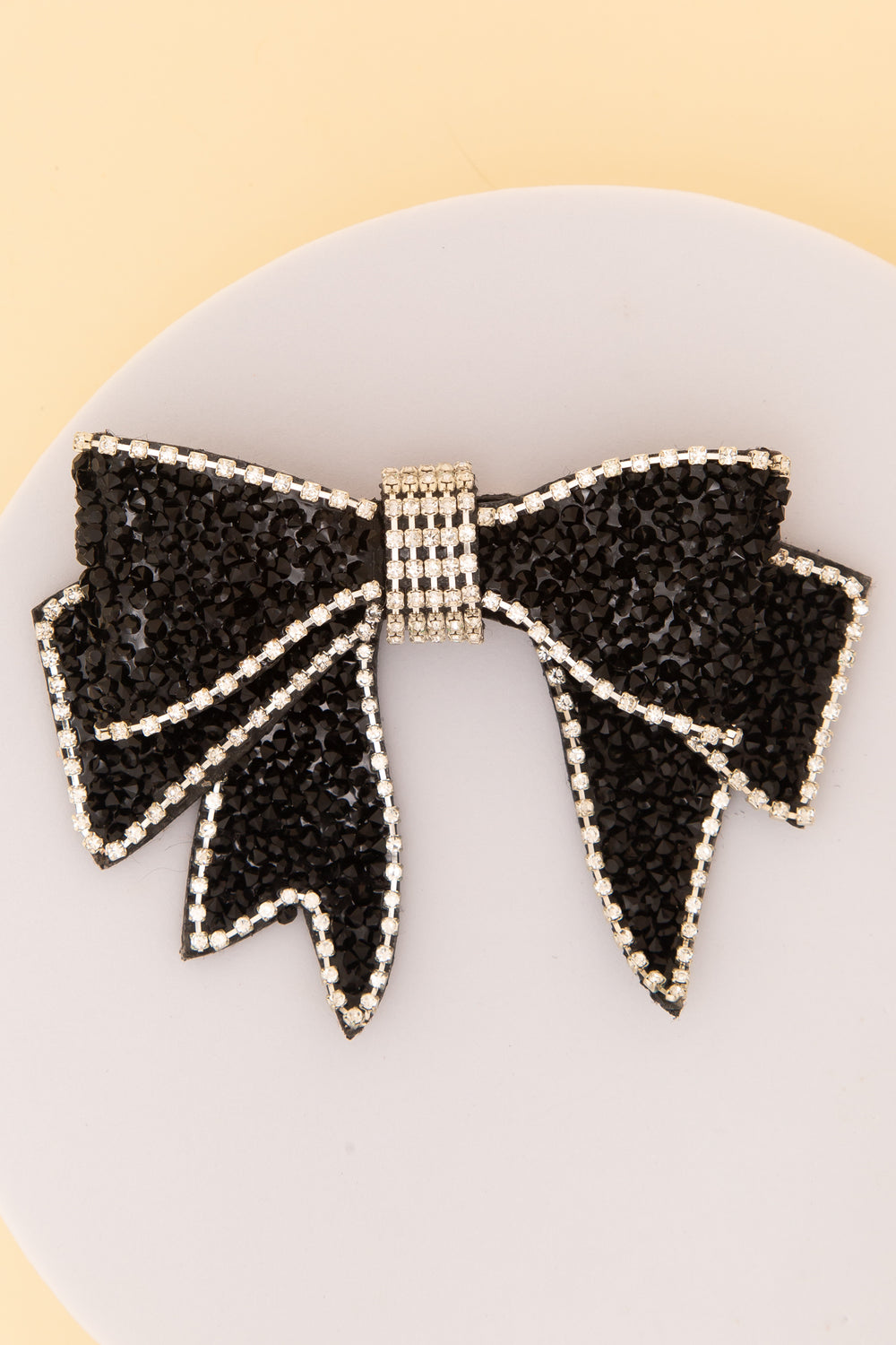 Nicole Rhinestone Short Tail Bow Brooch Pin with Jeweled Center