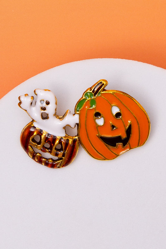 Elaine Fashion Halloween Pin – Ghost and Pumpkin Design