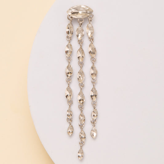Mariah Cascading Marquise-Cut Crystal Tassel Brooch Pin | Clear