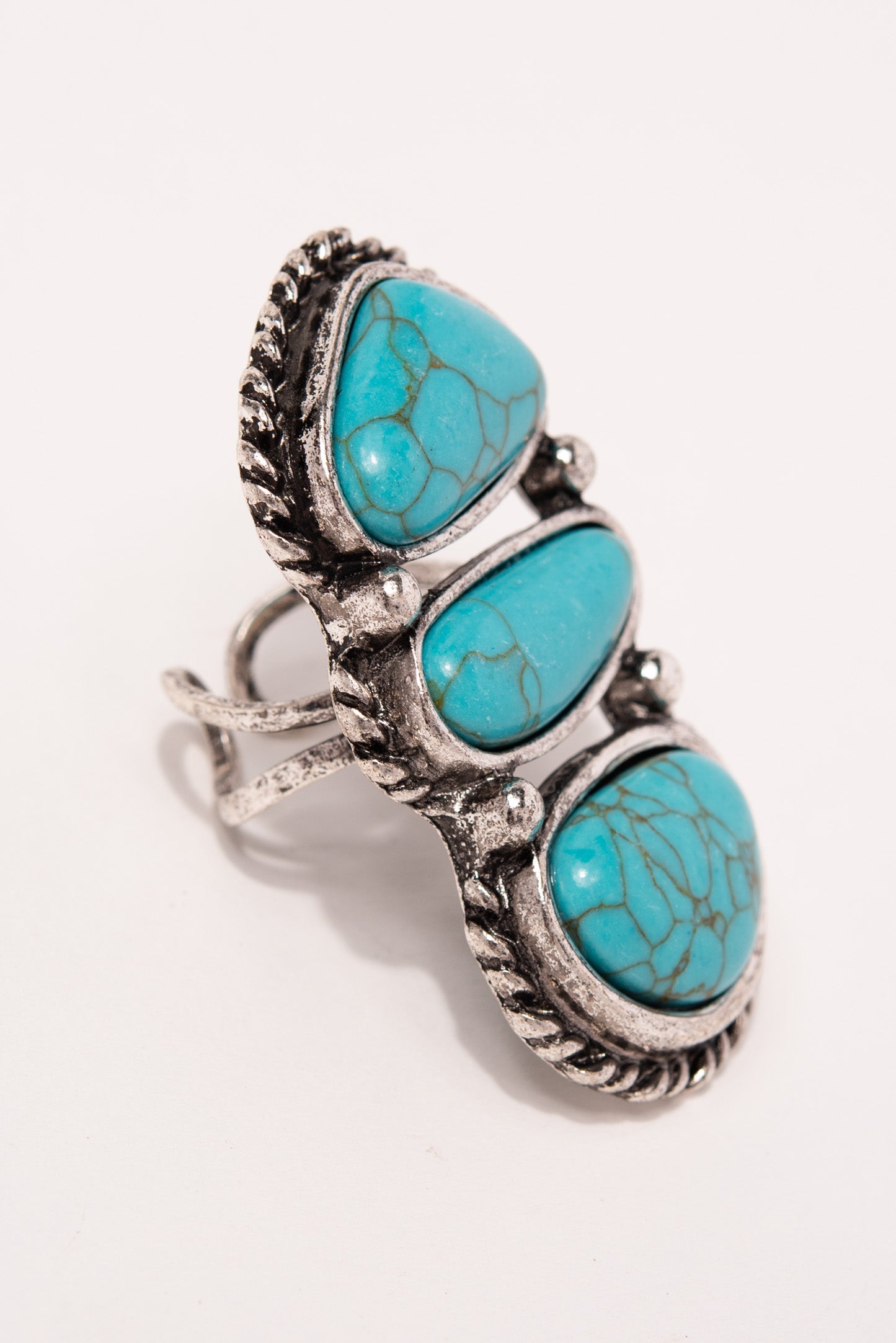 Gemma Turquoise Semi Stone Western Ring - Turquoise
