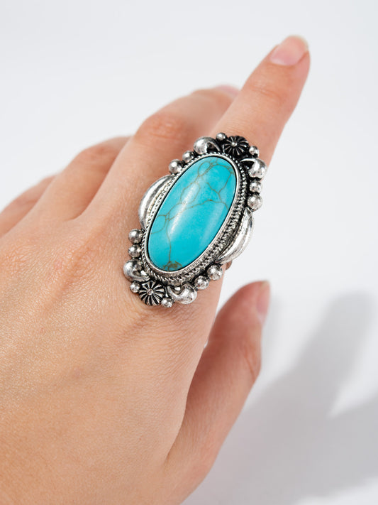 Linda Western Turquoise Stone Cuff Ring
