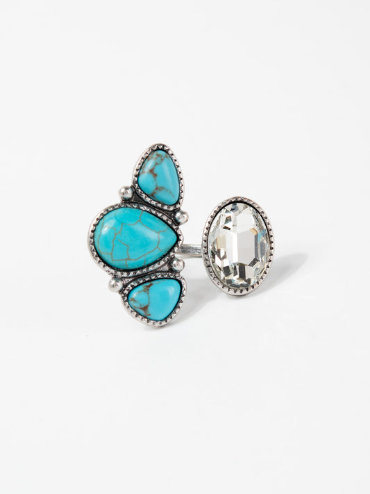 Amber Western Jeweled Turquoise Cuff Ring