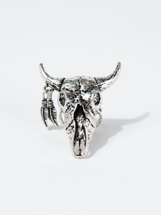 Pansy Western Steer Head Stretch Ring