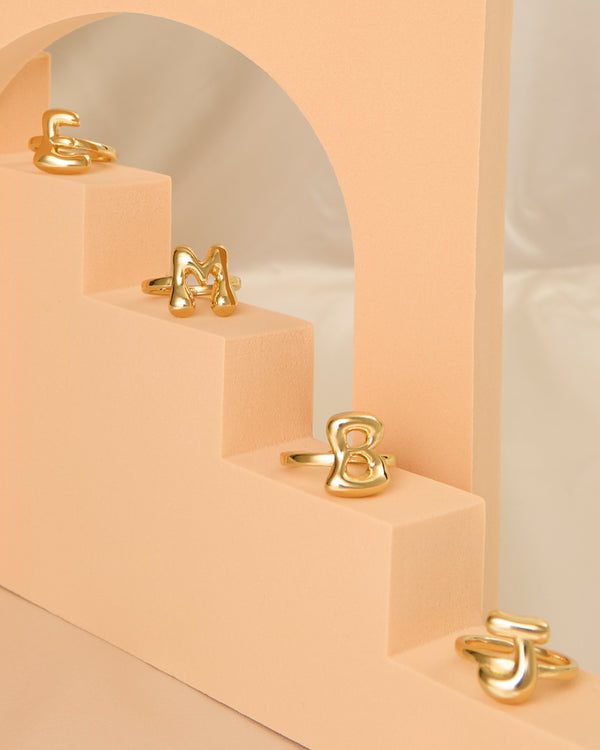 Autumn 18k Gold Plated Bubble Letter Ring